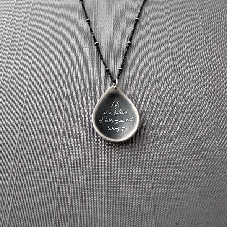 Small Sterling Silver Rumi Balance Quote Necklace Image 5