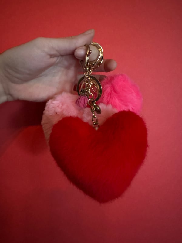 Image of Red Heart Fluff keychain