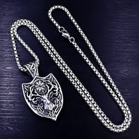Image 2 of 👑The Armored Kingdom Nordic Deer Head Stainless Steel Viking Compass Necklace