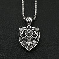 Image 4 of 👑The Armored Kingdom Nordic Deer Head Stainless Steel Viking Compass Necklace