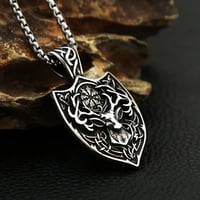 Image 6 of 👑The Armored Kingdom Nordic Deer Head Stainless Steel Viking Compass Necklace