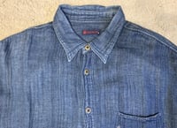 Image 2 of 45 rpm indigo dyed double layer button down shirt, size 5 (L)