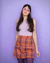 Image 7 of Phuncle mini skirt - Orange linen check