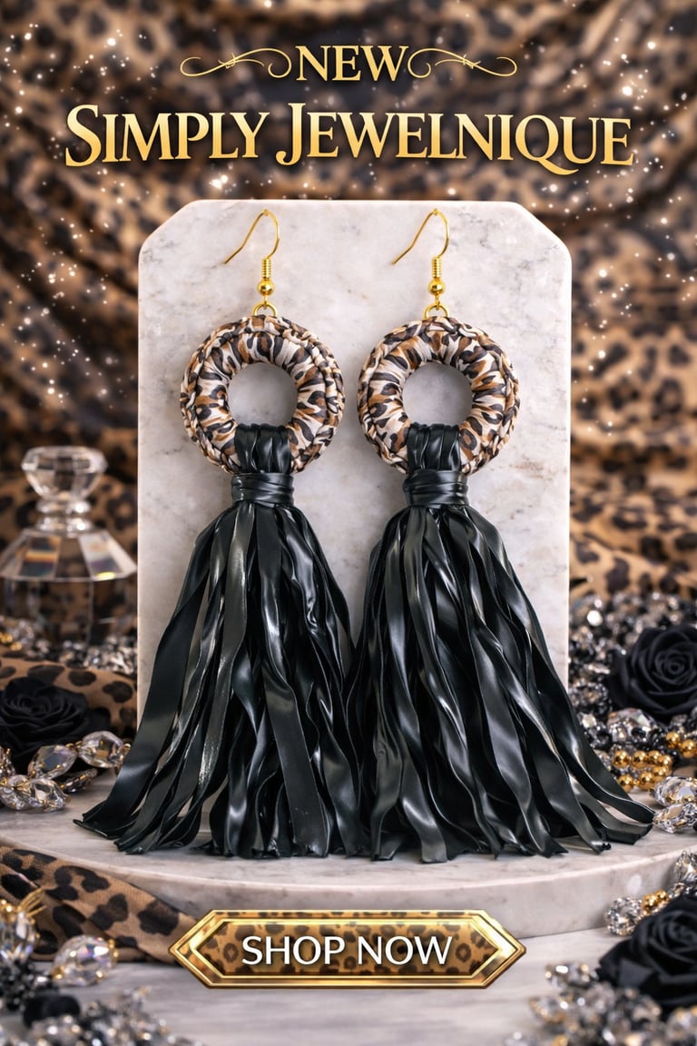 Sm- Med Leopard and Metallic Tassels 