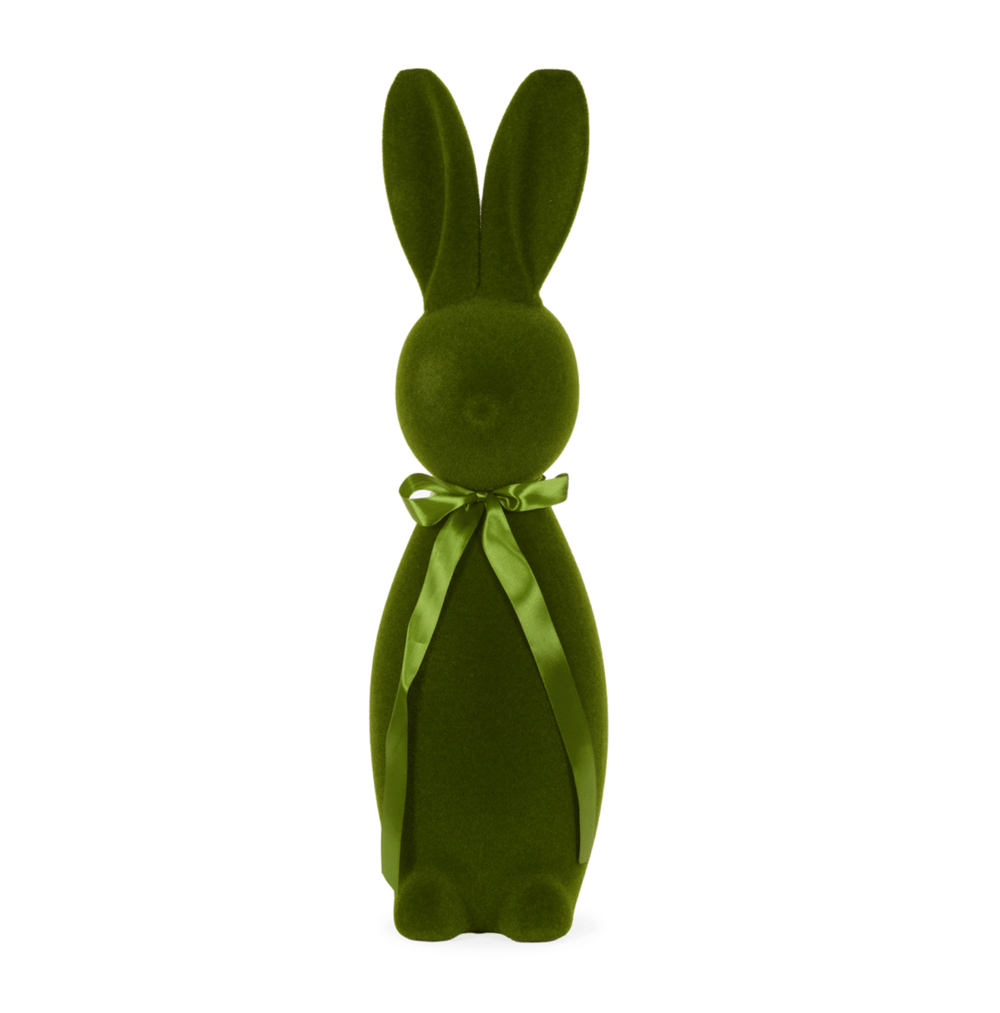 Image of Flocked Rabbit with Moss Bow