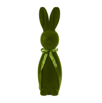 Image 1 of Flocked Rabbit with Moss Bow