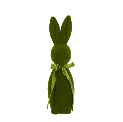 Image of Flocked Rabbit with Moss Bow