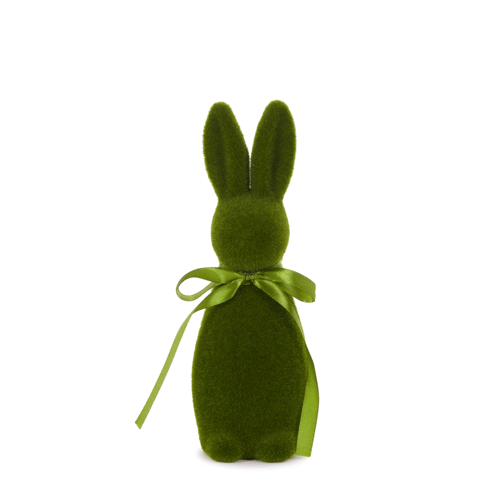 Image of Flocked Rabbit with Moss Bow