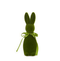 Image 3 of Flocked Rabbit with Moss Bow