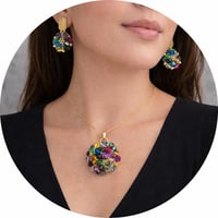 Image 2 of Handmade Multicolor Crystal Jewelry Set – Necklace & Earrings