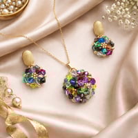 Image 4 of Handmade Multicolor Crystal Jewelry Set – Necklace & Earrings