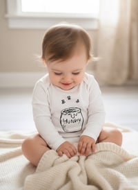 Image 1 of Hunny Baby Bodysuit Honey Bear Top Neutral Boys Girls Shirt