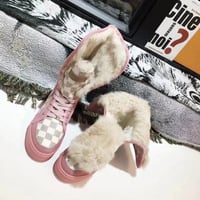 Image 3 of LV Pink Furry Boots Set