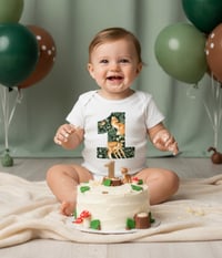 Image 2 of Woodland Forest Animals First Birthday Baby Bodysuit Girl’s Party Top