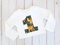 Image 4 of Woodland Forest Animals First Birthday Baby Bodysuit Girl’s Party Top