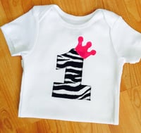 Image 3 of Zebra Pink Princess First Birthday Baby Bodysuit Girl’s Party Top