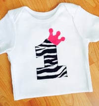 Image 4 of Zebra Pink Princess First Birthday Baby Bodysuit Girl’s Party Top