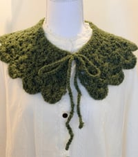 Image 1 of Detachable Crochet Ruffle Collar-Green Wool
