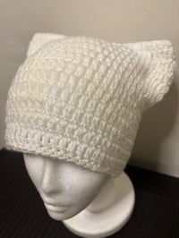 Image 3 of White Cat Ear Beanie - M/L