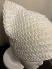 Image 4 of White Cat Ear Beanie - M/L