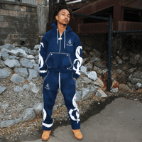 Image 1 of Navy- Blue Quarter-Zip Signature Tracksuit