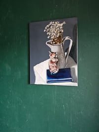 Image 2 of Alla prima still life no 2 China cat & chamomile.