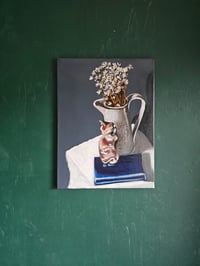 Image 5 of Alla prima still life no 2 China cat & chamomile.