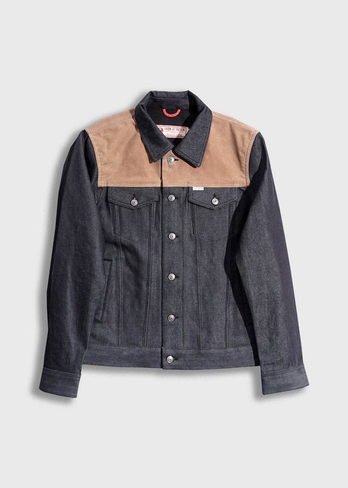 Image of Rambler Jacket Waxed Brown/Denim by Iron&Resin