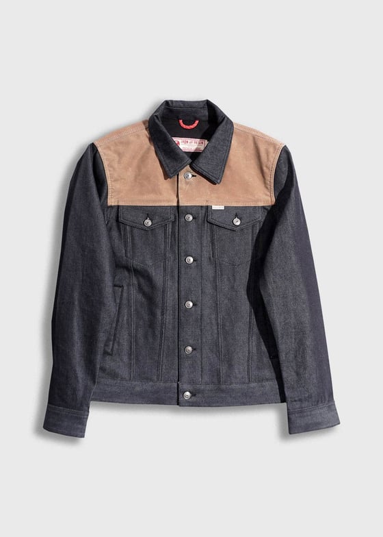 Image of Rambler Jacket Waxed Brown/Denim by Iron&Resin