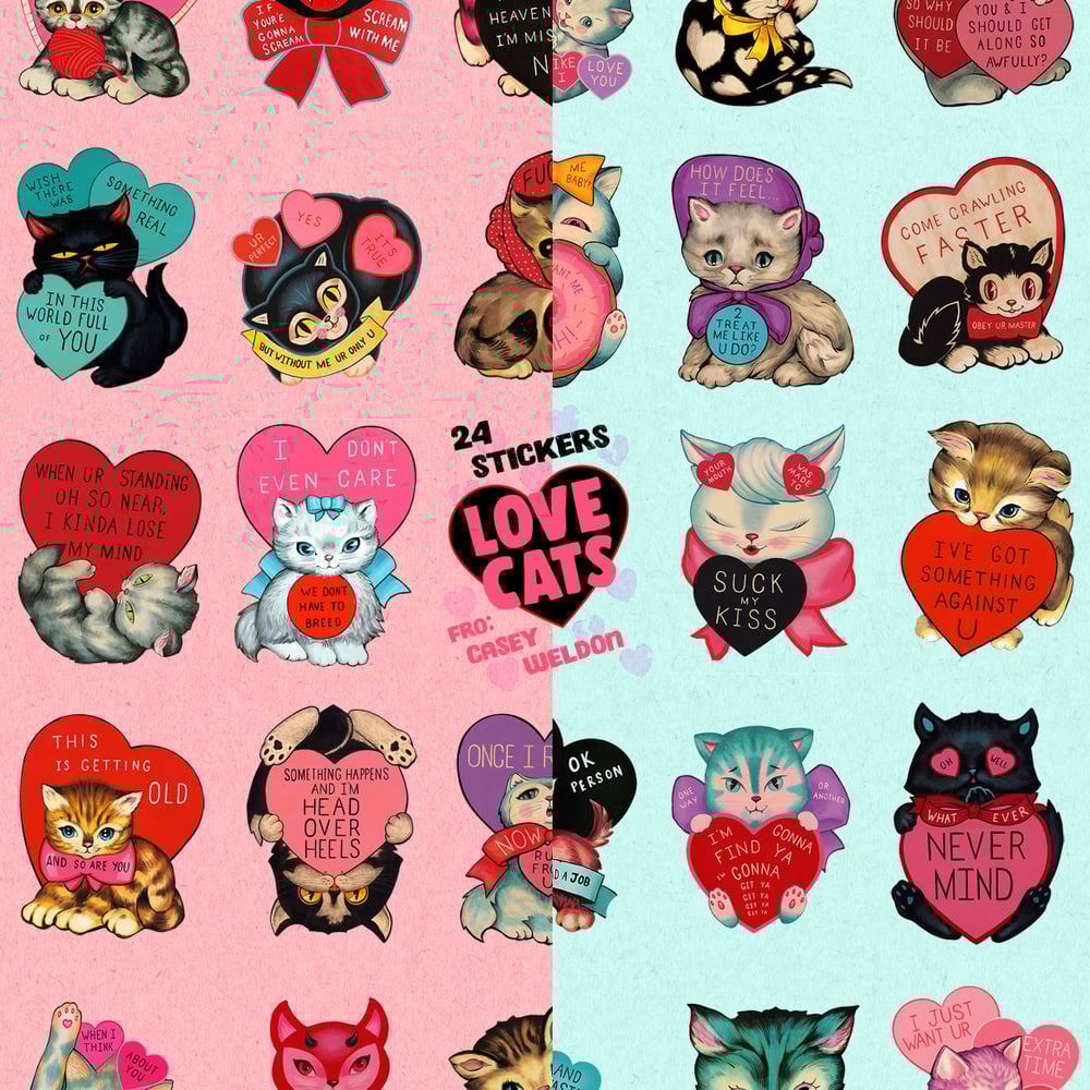 "Pink" and "Blue" Lovecats Sticker Sheet Pack