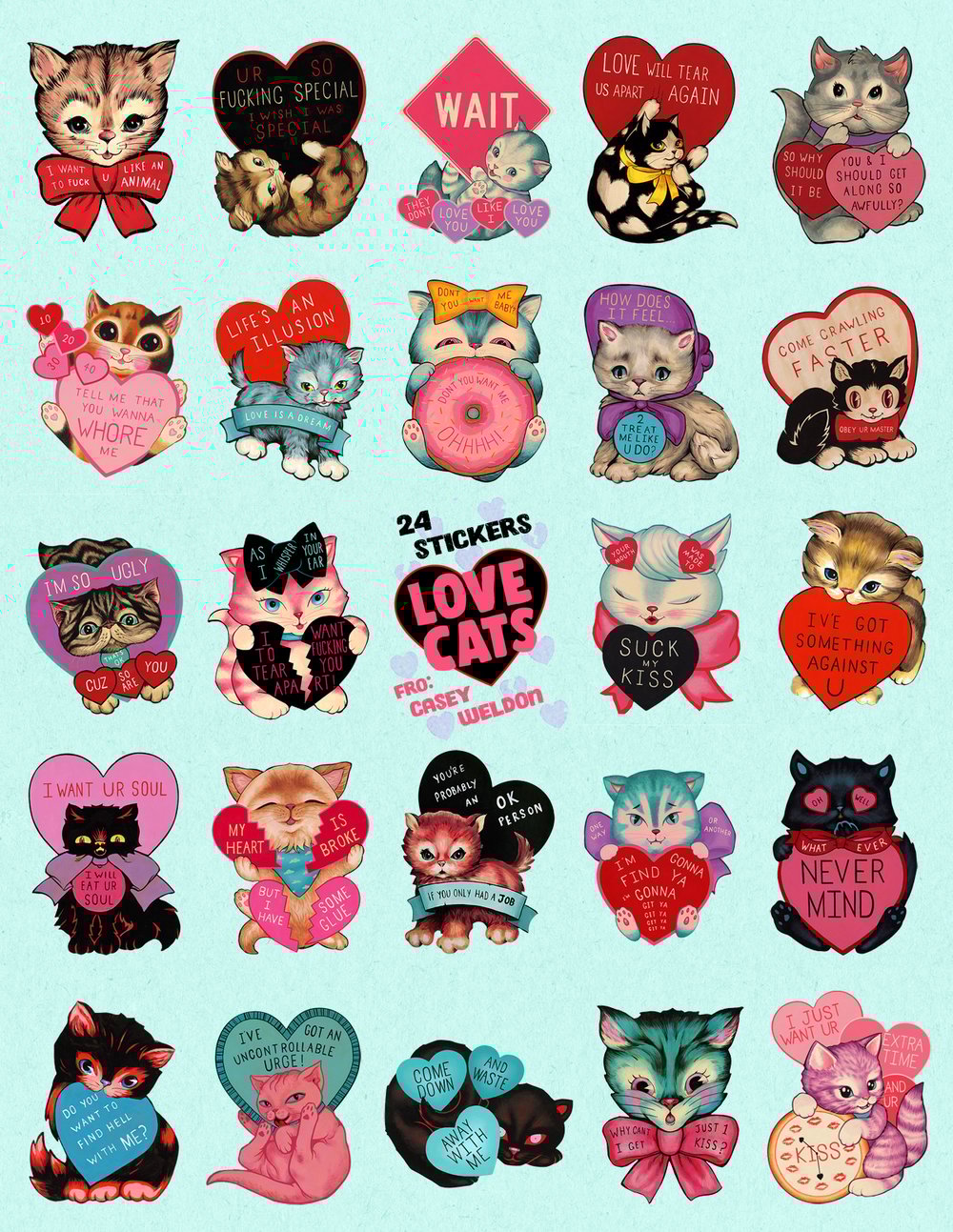 "Blue" Lovecats Sticker Sheet 
