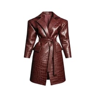 Image 2 of Burgundy Croc Structured Shoulder Trench