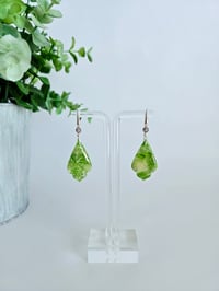 Green Stone Dangles Silver