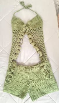 Image 3 of Crochet Ruffle Halter Top