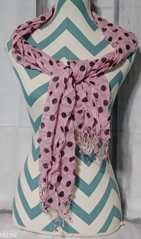 Image 1 of Pink &amp; Brown Dotted Lightweight Scarf