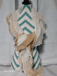 Image 1 of Beige &amp; White Ruffle Scarf