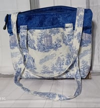 Image 1 of Toile de Jouy Quilted Handmade Bag