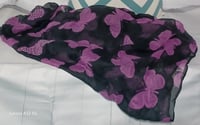 Image 2 of Purple &amp; Black Butterfly Theme Infinity Scarf