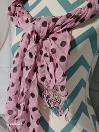 Image 2 of Pink &amp; Brown Dotted Lightweight Scarf
