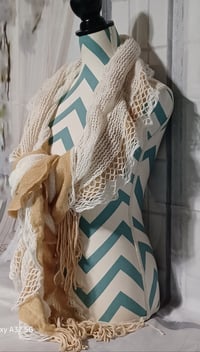 Image 2 of Beige &amp; White Ruffle Scarf