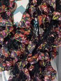 Image 2 of Crochet Rose &amp; Black Skinny Infinity Scarf