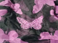 Image 3 of Purple &amp; Black Butterfly Theme Infinity Scarf