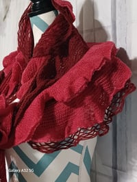 Image 3 of Maroon &amp; Dark Red Ruffle Scarf