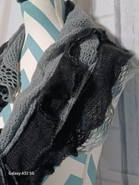 Image 3 of Gray &amp; Black Ruffle Scarf