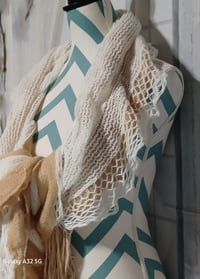 Image 3 of Beige &amp; White Ruffle Scarf