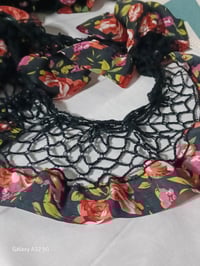 Image 3 of Crochet Rose &amp; Black Skinny Infinity Scarf