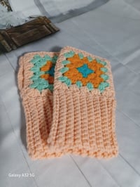 Image 3 of Mixed-up Granny Square Fingerless Gloves