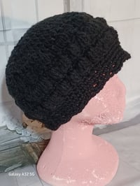 Image 1 of Handcrafted Crochet Winter Hat Black