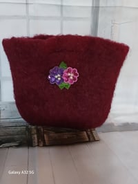 Image 1 of Maroon Felted Wool Mini Tote
