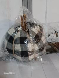 Black Plaid Fabric Pumpkin -Small